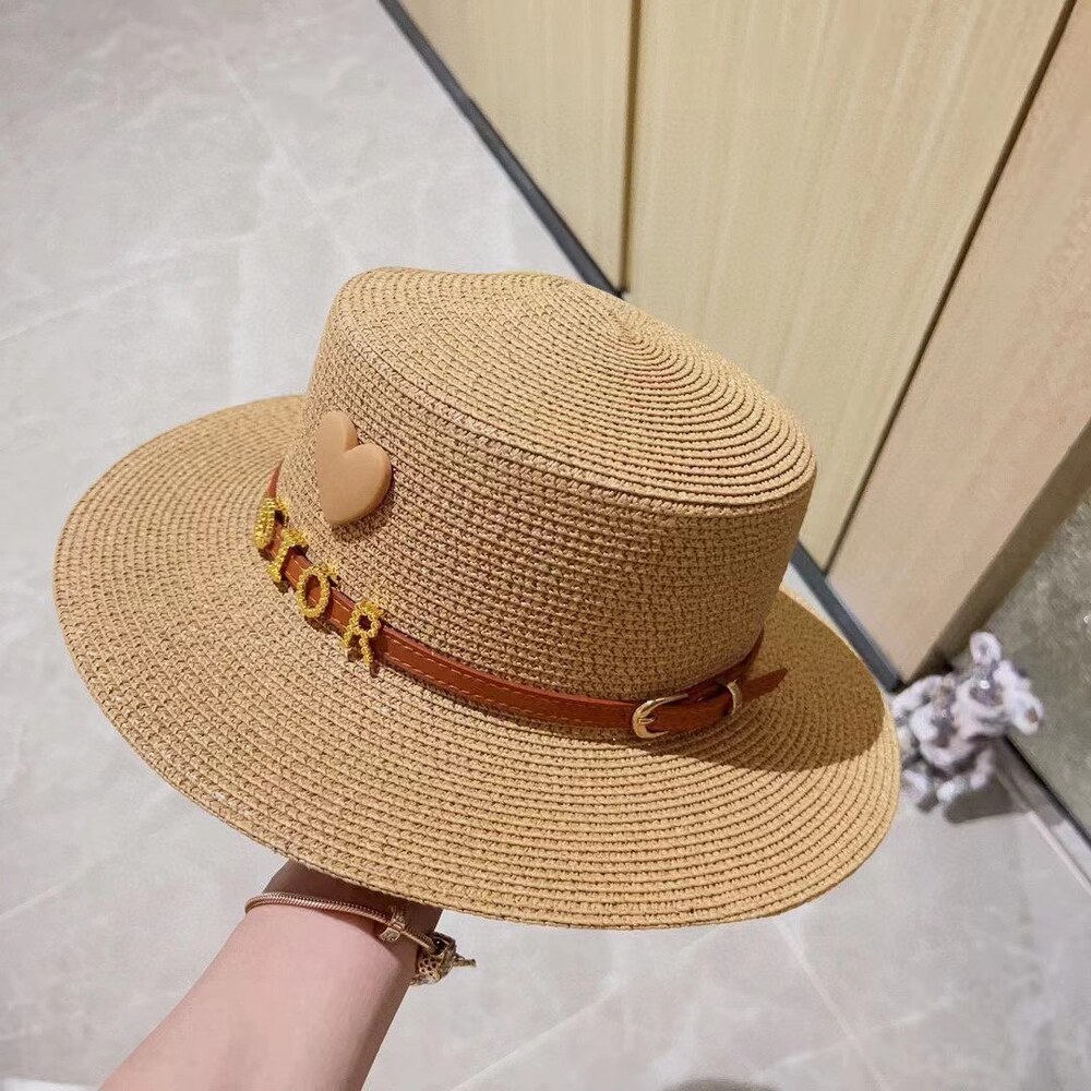 Dior Heart Logo Beige Straw Sun Hat - Picture 7 of 8
